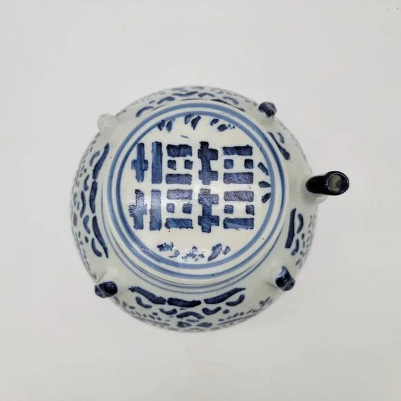 Vintage Chinese Blue & White Ceramic Water Jug Wine Pot w Spout - Picture 5 of 7